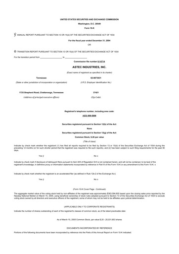Thumbnail Astec Industries
 10-K Annual Report 