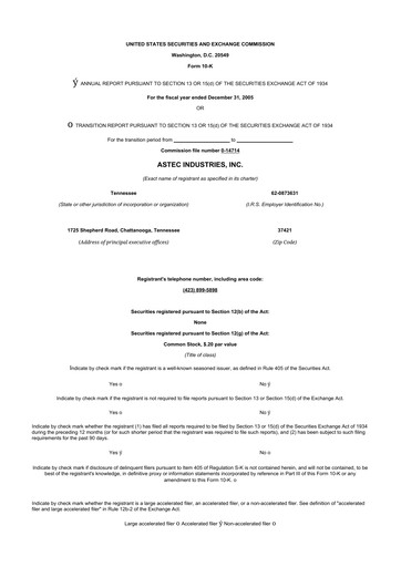 Thumbnail Astec Industries
 10-K Annual Report 