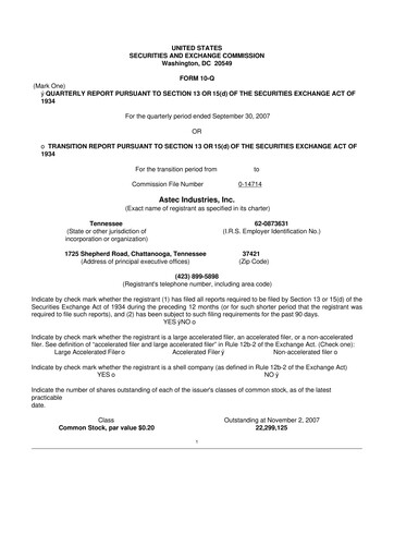 Thumbnail Astec Industries
 10-Q Quarterly Report FY 