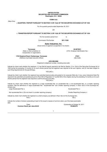Thumbnail Astec Industries
 10-Q Quarterly Report FY2011 
