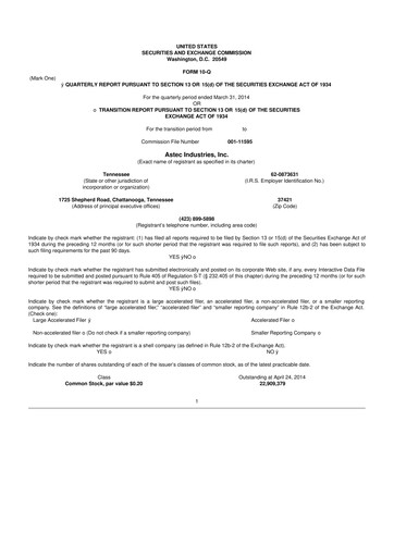 Thumbnail Astec Industries
 10-Q Quarterly Report FY2014 