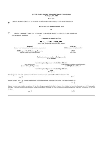 Thumbnail Astec Industries
 10-K Annual Report 2016