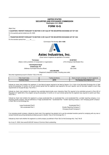 Thumbnail Astec Industries
 10-Q Quarterly Report FY2026 