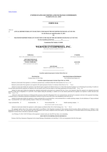 Thumbnail Werner Enterprises
 10-K Annual Report 2013