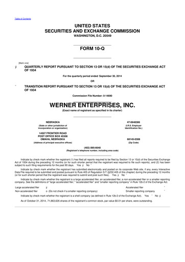 Thumbnail Werner Enterprises
 10-Q Quarterly Report FY2014 