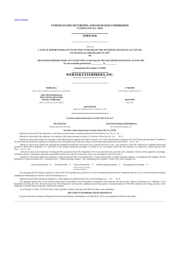 Thumbnail Werner Enterprises
 10-K Annual Report 2017