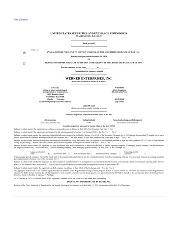 Thumbnail Werner Enterprises
 10-K Annual Report 2020