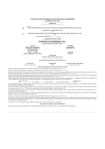 Thumbnail Werner Enterprises
 10-K Annual Report 2024