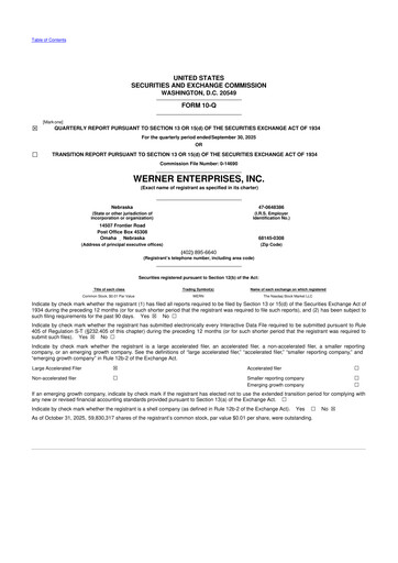 Thumbnail Werner Enterprises
 10-Q Quarterly Report FY2025 