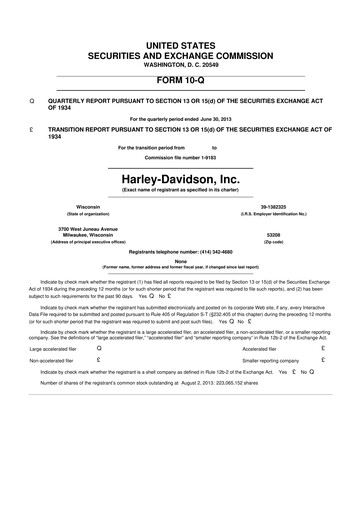 Miniature Harley-Davidson
 10-Q Rapport trimestriel 2013 