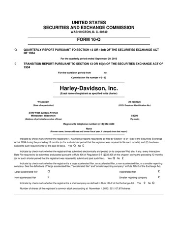 Miniature Harley-Davidson
 10-Q Rapport trimestriel 2013 