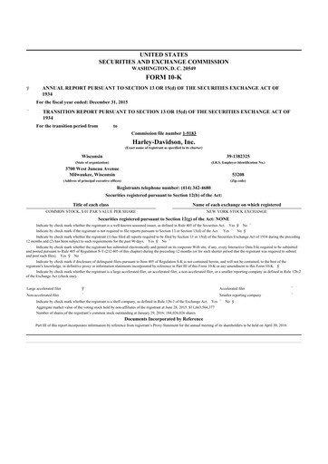 Thumbnail Harley-Davidson
 10-K Annual Report 2015