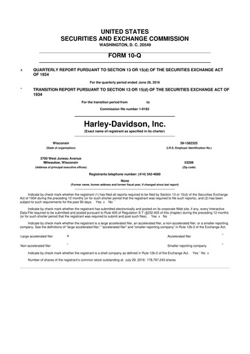 Miniature Harley-Davidson
 10-Q Rapport trimestriel 2016 