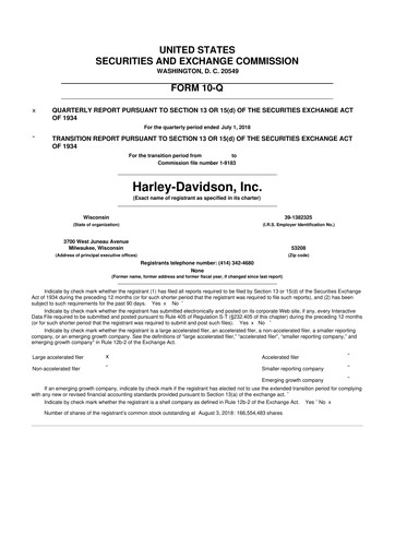 Miniature Harley-Davidson
 10-Q Rapport trimestriel 2018 