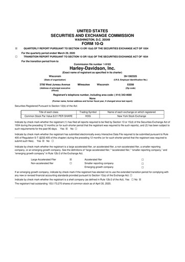 Miniature Harley-Davidson
 10-Q Rapport trimestriel 2020 