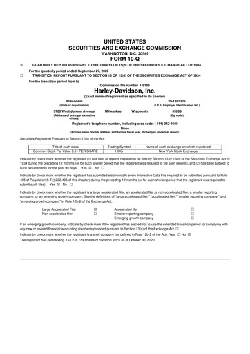 Miniature Harley-Davidson
 10-Q Rapport trimestriel 2020 