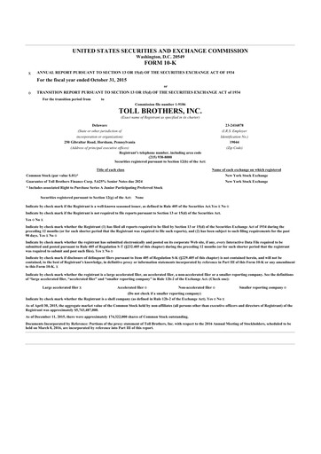 Thumbnail Toll Brothers
 10-K Annual Report 2015