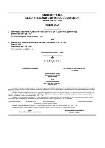 Thumbnail Macy's
 10-Q Quarterly Report FY2014 