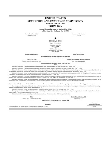 Thumbnail Macy's
 10-K Annual Report 2018