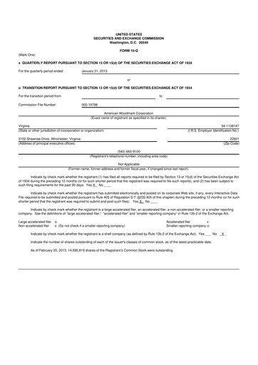 Miniature American Woodmark
 10-Q Rapport trimestriel 2013 