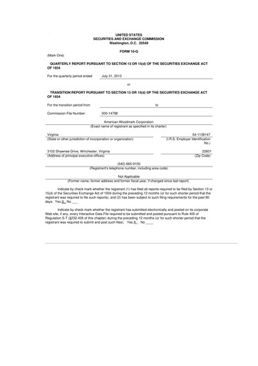 Miniature American Woodmark
 10-Q Rapport trimestriel 2014 