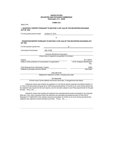 Miniature American Woodmark
 10-Q Rapport trimestriel 2014 