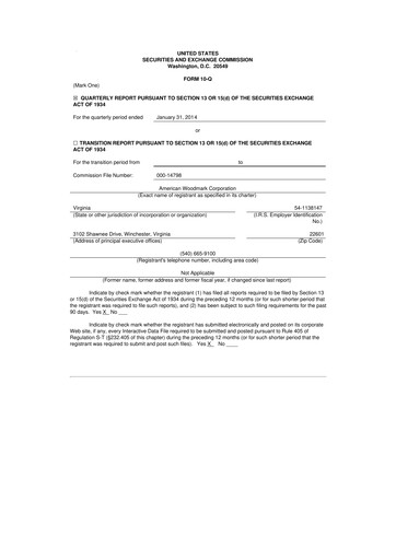Miniature American Woodmark
 10-Q Rapport trimestriel 2014 