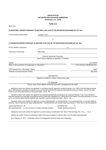 Miniature American Woodmark
 10-Q Rapport trimestriel 2017 