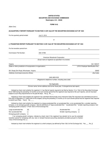 Miniature American Woodmark
 10-Q Rapport trimestriel 2019 