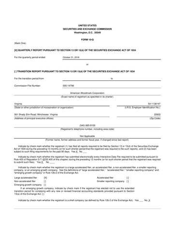 Miniature American Woodmark
 10-Q Rapport trimestriel 2019 