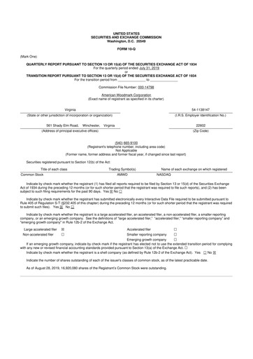 Miniature American Woodmark
 10-Q Rapport trimestriel 2020 