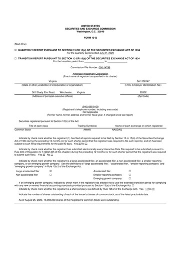 Miniature American Woodmark
 10-Q Rapport trimestriel 2021 
