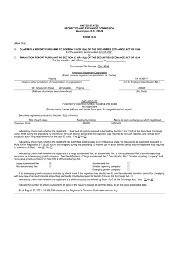 Miniature American Woodmark
 10-Q Rapport trimestriel 2022 