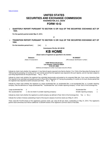 Thumbnail KB Home
 10-Q Quarterly Report FY2013 