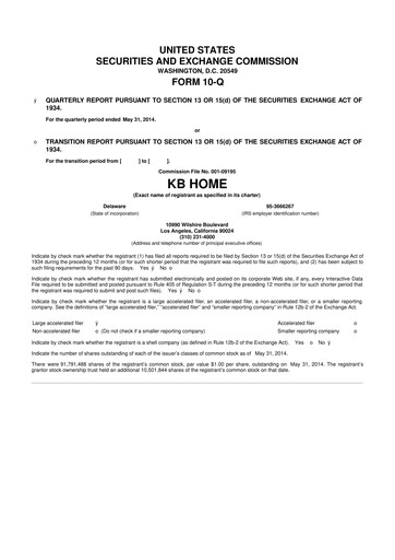 Thumbnail KB Home
 10-Q Quarterly Report FY2014 