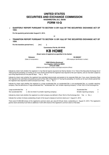 Thumbnail KB Home
 10-Q Quarterly Report FY2014 