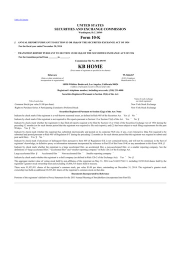 Thumbnail KB Home
 10-K Annual Report 2014