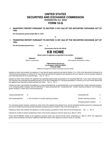 Thumbnail KB Home
 10-Q Quarterly Report FY2018 