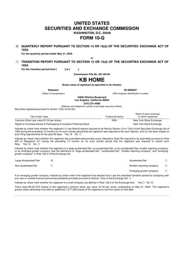 Thumbnail KB Home
 10-Q Quarterly Report FY2020 