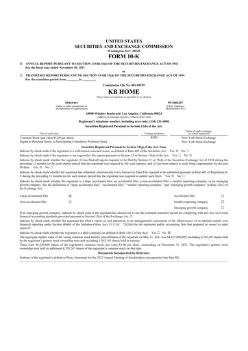 Thumbnail KB Home
 10-K Annual Report 2021