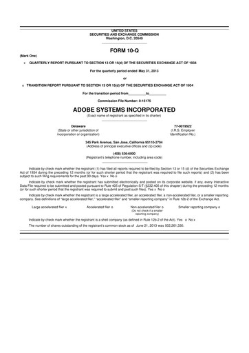 Vorschaubild Adobe 10-Q Quartalsbericht 2013 