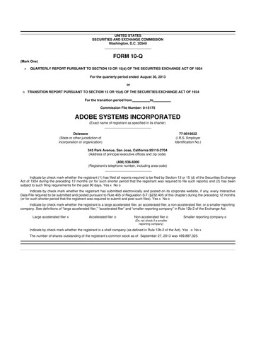 Vorschaubild Adobe 10-Q Quartalsbericht 2013 