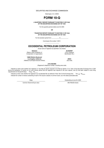 Thumbnail Occidental Petroleum 10-Q Quarterly Report FY 