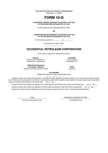 Thumbnail Occidental Petroleum 10-Q Quarterly Report FY 