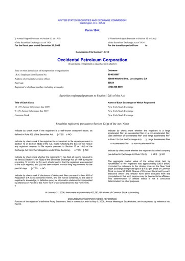 Thumbnail Occidental Petroleum 10-K Annual Report 