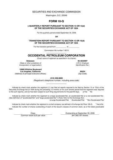 Thumbnail Occidental Petroleum 10-Q Quarterly Report FY 