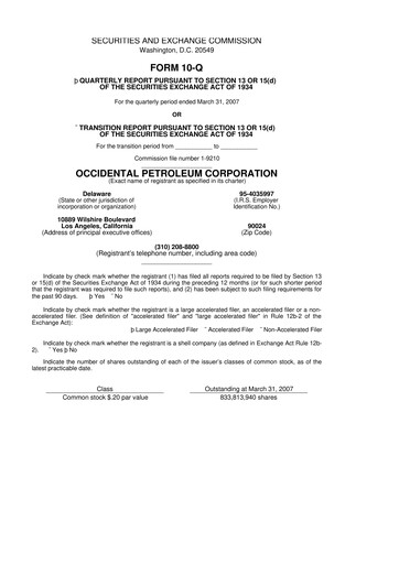 Thumbnail Occidental Petroleum 10-Q Quarterly Report FY 