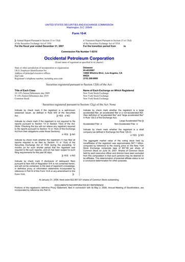 Thumbnail Occidental Petroleum 10-K Annual Report 