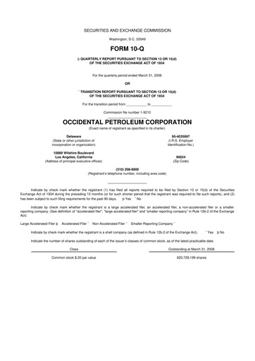 Thumbnail Occidental Petroleum 10-Q Quarterly Report FY 