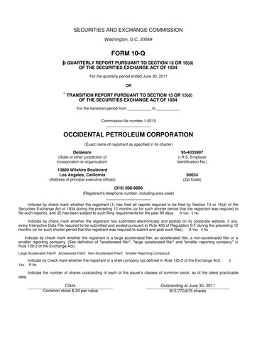 Thumbnail Occidental Petroleum 10-Q Quarterly Report FY2011 